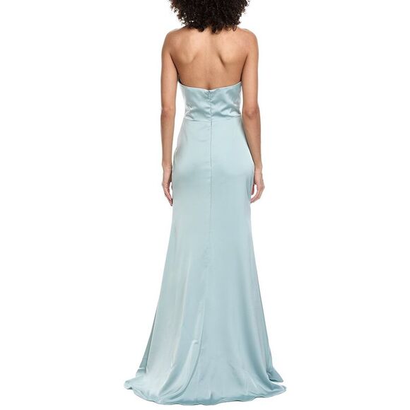 Rene Ruiz WomensHigh-Neck Stretch Crepe Column Gown, Green